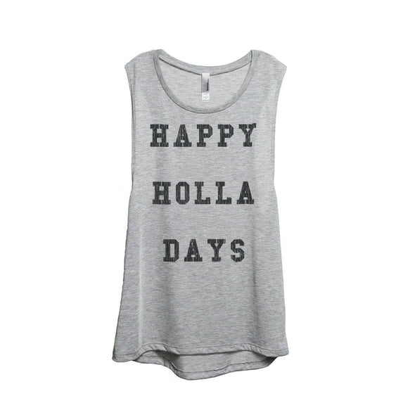 Thread Tank Happy Holla Days Women's Sleeveless Muscle Tank Top Sport Grey Small