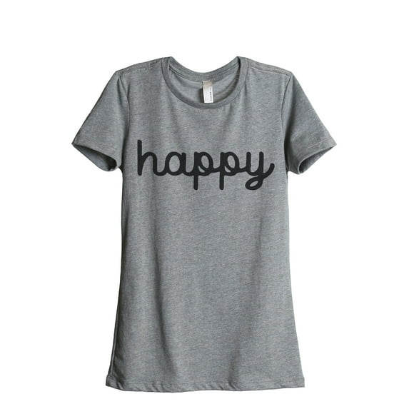 Thread Tank Happy Women's Relaxed Crewneck T-Shirt Tee Heather Grey Small