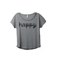 thumbnail image 1 of Thread Tank Happy Women's Relaxed Slouchy Dolman T-Shirt Tee Heather Grey Small, 1 of 4