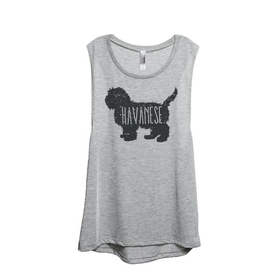 Thread Tank Havanese Dog Silhouette Women's Sleeveless Muscle Tank Top Sport Grey Small