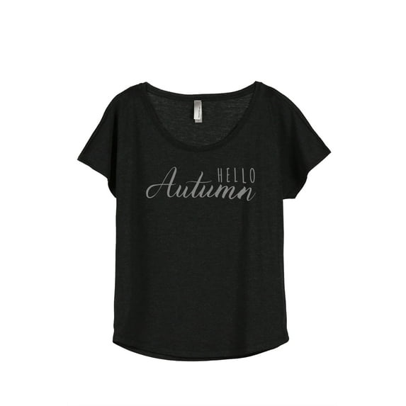 Thread Tank Hello Autumn Women's Relaxed Slouchy Dolman T-Shirt Tee Heather Black 2X-Large