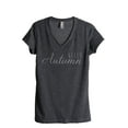 thumbnail image 1 of Thread Tank Hello Autumn Women's Relaxed V-Neck T-Shirt Tee Charcoal Small, 1 of 4