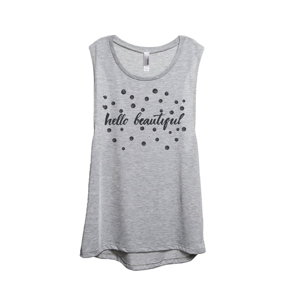 Thread Tank Hello Beautiful Women's Sleeveless Muscle Tank Top Sport Grey X-Large