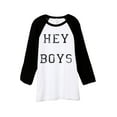 thumbnail image 1 of Thread Tank Hey Boys Unisex 3/4 Sleeves Baseball Raglan White Black Medium, 1 of 4