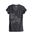 thumbnail image 1 of Thread Tank Hey Hello Howdy Women's Relaxed V-Neck T-Shirt Tee Charcoal 2X-Large, 1 of 4