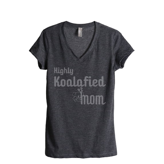 Thread Tank Highly Koalafied Mom Women's Relaxed V-Neck T-Shirt Tee Charcoal X-Large