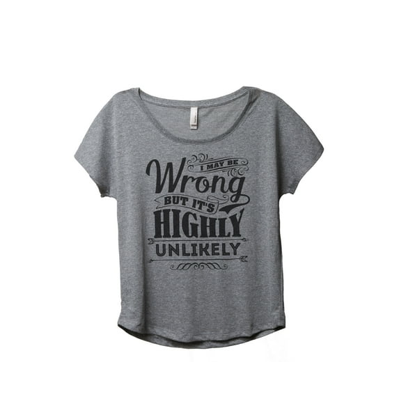 Thread Tank Highly Unlikely Women's Relaxed Slouchy Dolman T-Shirt Tee Heather Grey Large