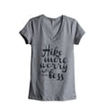 thumbnail image 1 of Thread Tank Hike More Worry Less Women's Relaxed V-Neck T-Shirt Tee Heather Grey 2X-Large, 1 of 4