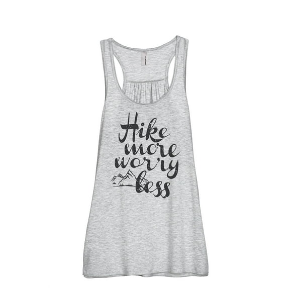Thread Tank Hike More Worry Less Women's Sleeveless Flowy Racerback Tank Top Sport Grey X-Large