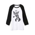 thumbnail image 1 of Thread Tank Hipster Giraffe Unisex 3/4 Sleeves Baseball Raglan White Black Small, 1 of 4