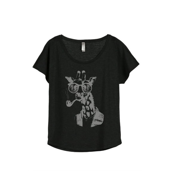 Thread Tank Hipster Giraffe Women's Relaxed Slouchy Dolman T-Shirt Tee Heather Black 3X-Large