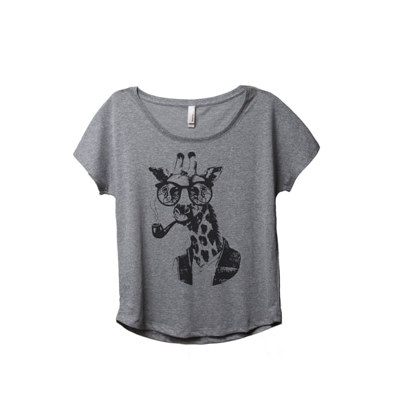 Thread Tank Hipster Giraffe Women's Relaxed Slouchy Dolman T-Shirt Tee Heather Grey Large