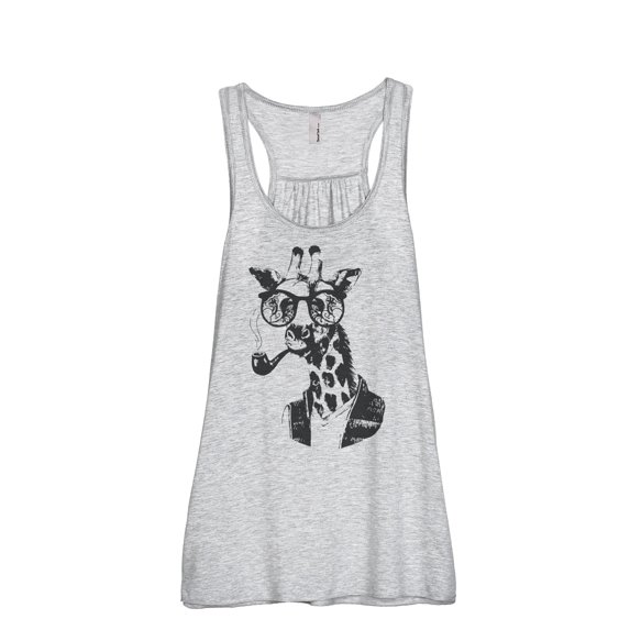 Thread Tank Hipster Giraffe Women's Sleeveless Flowy Racerback Tank Top Sport Grey X-Large