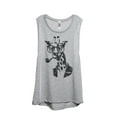 thumbnail image 1 of Thread Tank Hipster Giraffe Women's Sleeveless Muscle Tank Top Sport Grey Small, 1 of 3
