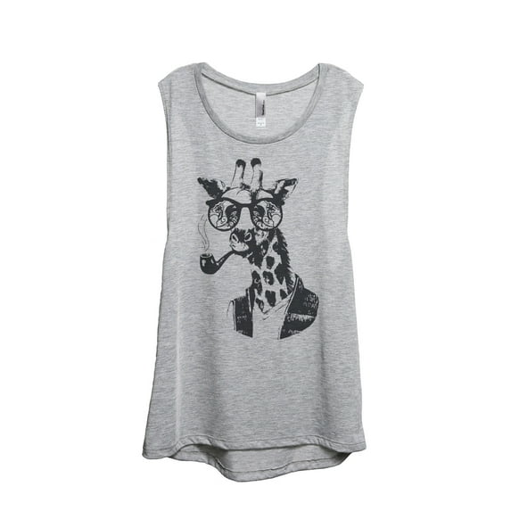 Thread Tank Hipster Giraffe Women's Sleeveless Muscle Tank Top Sport Grey Small