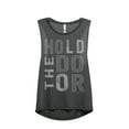 thumbnail image 1 of Thread Tank Hold The Door Women's Sleeveless Muscle Tank Top Charcoal Small, 1 of 4