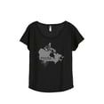 thumbnail image 1 of Thread Tank Home Roots Country Canada Women's Relaxed Slouchy Dolman T-Shirt Tee Heather Black Large, 1 of 4
