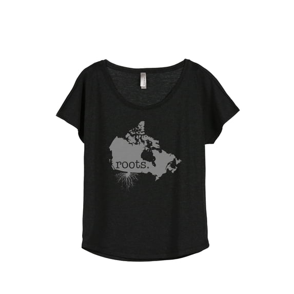 Thread Tank Home Roots Country Canada Women's Relaxed Slouchy Dolman T-Shirt Tee Heather Black Large