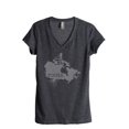 thumbnail image 1 of Thread Tank Home Roots Country Canada Women's Relaxed V-Neck T-Shirt Tee Charcoal Medium, 1 of 4