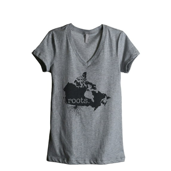 Thread Tank Home Roots Country Canada Women's Relaxed V-Neck T-Shirt Tee Heather Grey Medium