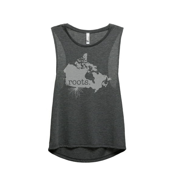 Thread Tank Home Roots Country Canada Women's Sleeveless Muscle Tank Top Charcoal X-Large