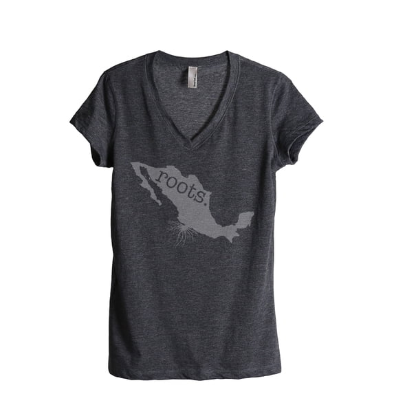 Thread Tank Home Roots Country Mexico Women's Relaxed V-Neck T-Shirt Tee Charcoal X-Large
