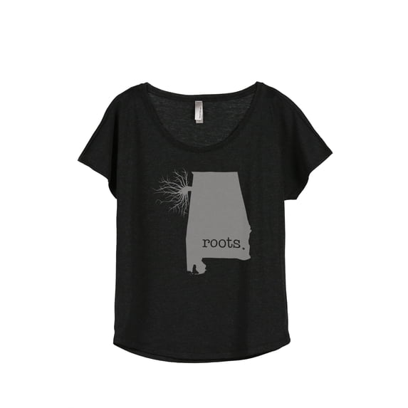 Thread Tank Home Roots State Alabama AL Women's Relaxed Slouchy Dolman T-Shirt Tee Heather Black Large