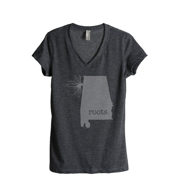 Thread Tank Home Roots State Alabama AL Women's Relaxed V-Neck T-Shirt Tee Charcoal 2X-Large