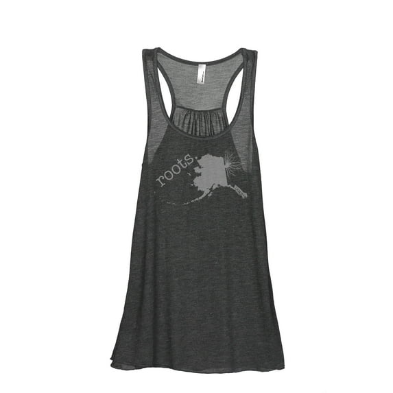 Thread Tank Home Roots State Alaska AK Women's Sleeveless Flowy Racerback Tank Top Charcoal Small