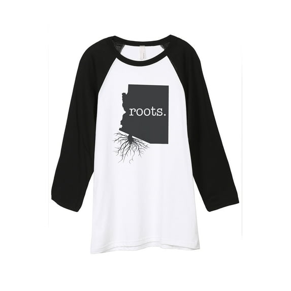 Thread Tank Home Roots State Arizona AZ Unisex 3/4 Sleeves Baseball Raglan White Black Small