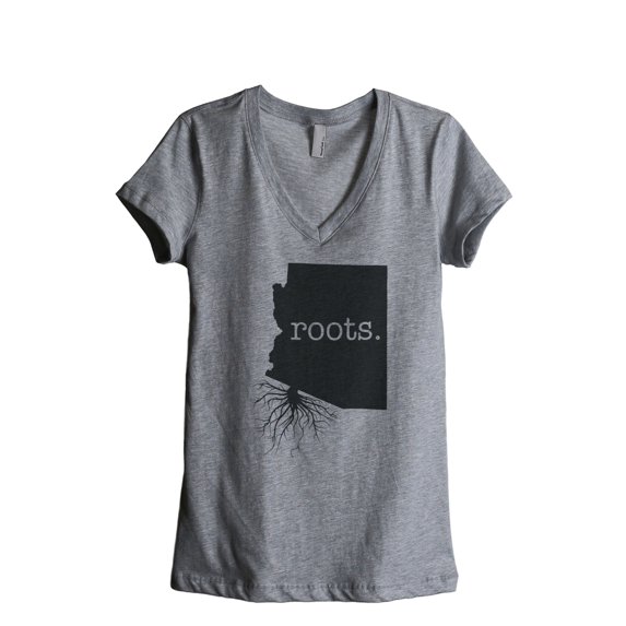 Thread Tank Home Roots State Arizona AZ Women's Relaxed V-Neck T-Shirt Tee Heather Grey X-Large
