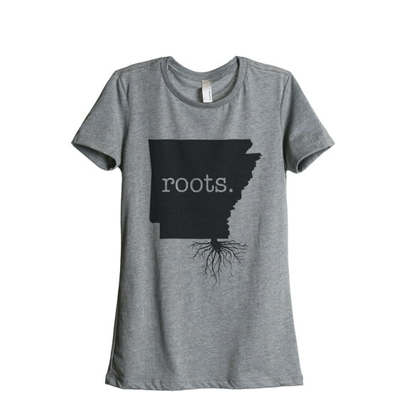 Thread Tank Home Roots State Arkansas AR Women's Relaxed Crewneck T-Shirt Tee Heather Grey Small