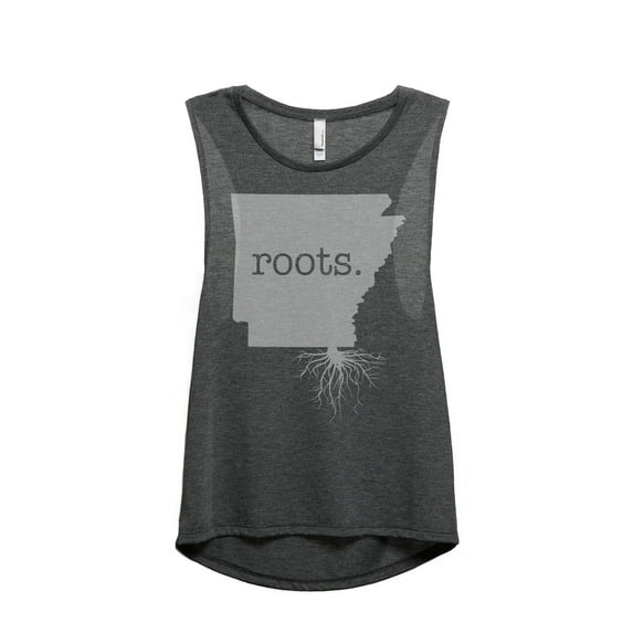 Thread Tank Home Roots State Arkansas AR Women's Sleeveless Muscle Tank Top Charcoal Medium