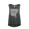 thumbnail image 1 of Thread Tank Home Roots State Arkansas AR Women's Sleeveless Muscle Tank Top Charcoal X-Large, 1 of 4
