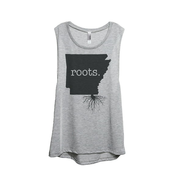Thread Tank Home Roots State Arkansas AR Women's Sleeveless Muscle Tank Top Sport Grey Small