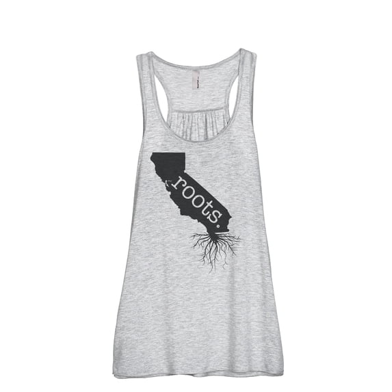 Thread Tank Home Roots State California CA Women's Sleeveless Flowy Racerback Tank Top Sport Grey Large