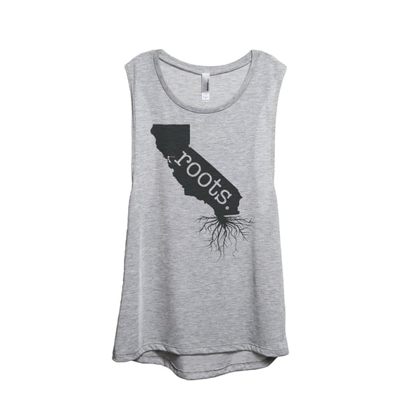 Thread Tank Home Roots State California CA Women's Sleeveless Muscle Tank Top Sport Grey Small