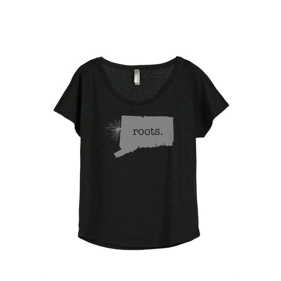 Thread Tank Home Roots State Connecticut CT Women's Relaxed Slouchy Dolman T-Shirt Tee Heather Black 3X-Large