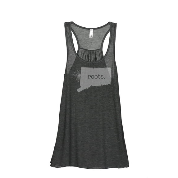 Thread Tank Home Roots State Connecticut CT Women's Sleeveless Flowy Racerback Tank Top Charcoal Small