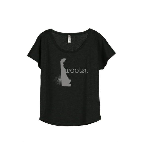 Thread Tank Home Roots State Delaware DE Women's Relaxed Slouchy Dolman T-Shirt Tee Heather Black 2X-Large