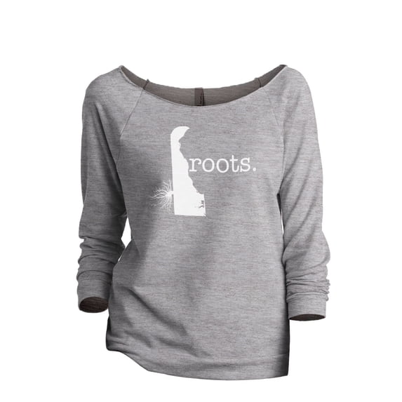 Thread Tank Home Roots State Delaware DE Women's Slouchy 3/4 Sleeves Raglan Sweatshirt Sport Grey Small
