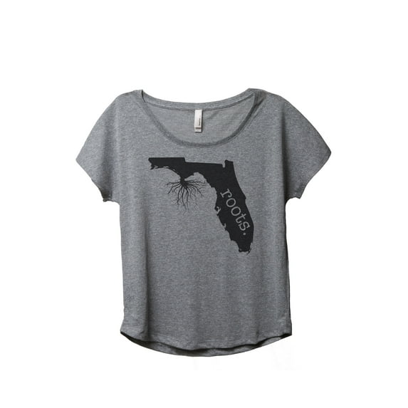 Thread Tank Home Roots State Florida FL Women's Relaxed Slouchy Dolman T-Shirt Tee Heather Grey 2X-Large