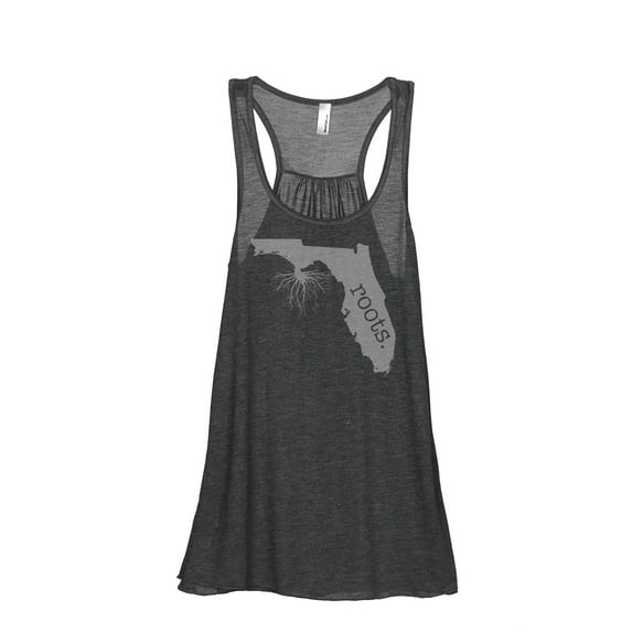 Thread Tank Home Roots State Florida FL Women's Sleeveless Flowy Racerback Tank Top Charcoal 2X-Large