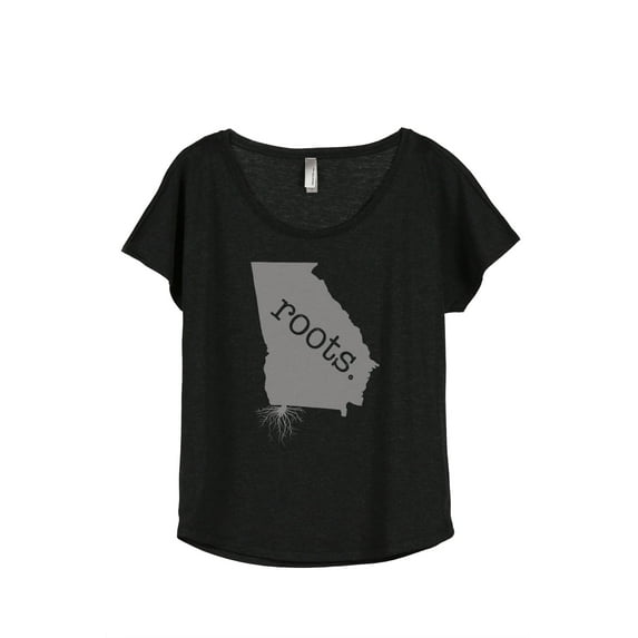 Thread Tank Home Roots State Georgia GA Women's Relaxed Slouchy Dolman T-Shirt Tee Heather Black 2X-Large