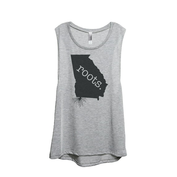 Thread Tank Home Roots State Georgia GA Women's Sleeveless Muscle Tank Top Sport Grey Small