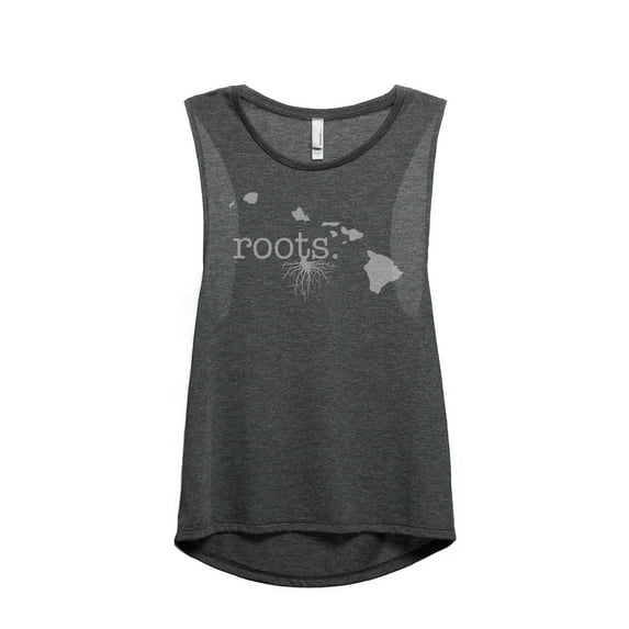 Thread Tank Home Roots State Hawaii HI Women's Sleeveless Muscle Tank Top Charcoal Large