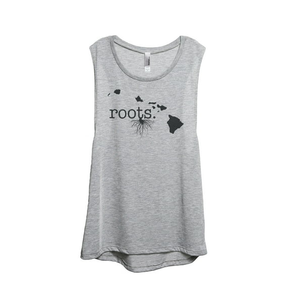 Thread Tank Home Roots State Hawaii HI Women's Sleeveless Muscle Tank Top Sport Grey Small