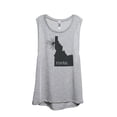 thumbnail image 1 of Thread Tank Home Roots State Idaho ID Women's Sleeveless Muscle Tank Top Sport Grey Small, 1 of 4