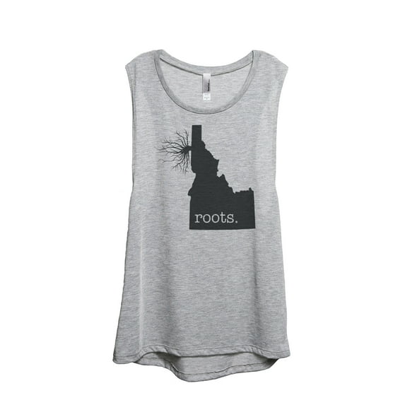Thread Tank Home Roots State Idaho ID Women's Sleeveless Muscle Tank Top Sport Grey Small