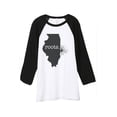 thumbnail image 1 of Thread Tank Home Roots State Illinois IL Unisex 3/4 Sleeves Baseball Raglan White Black Small, 1 of 4